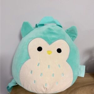 Squishmallow WINSTON THE OWL Plush Backpack Teal Purse Zipper